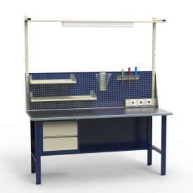 Стол-верстак  металлический с оцинкованной столешницей и подвесной тумбой СВ-0Т.00.00.19_сб1