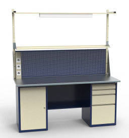 Двухтумбовый верстак в комплекте с экраном и рамой освещения СВ-2Т.01.04.19_сб3