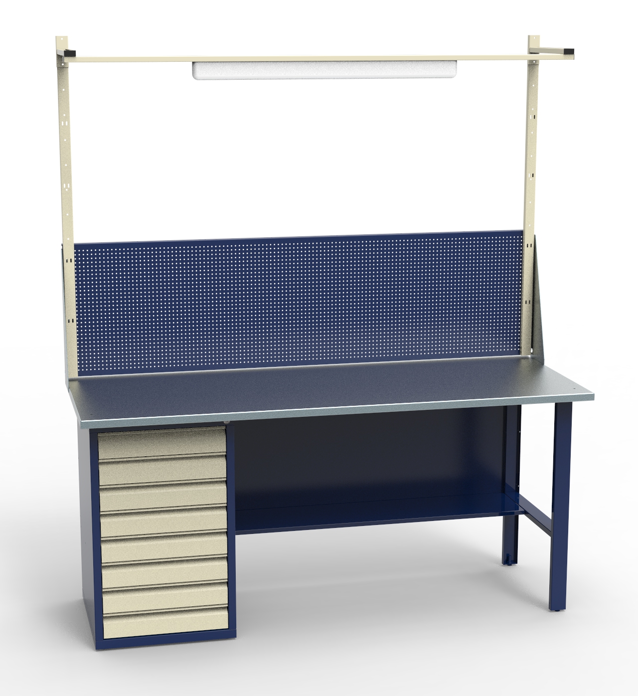 Верстак металлический однотумбовый с экраном и освещением СВ-1Т.08.00.19_сб1