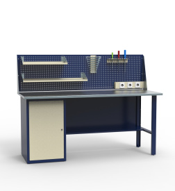 Верстак с тумбой для гаража СВ-1Т.01.00.19_сб1 с экраном и навеской