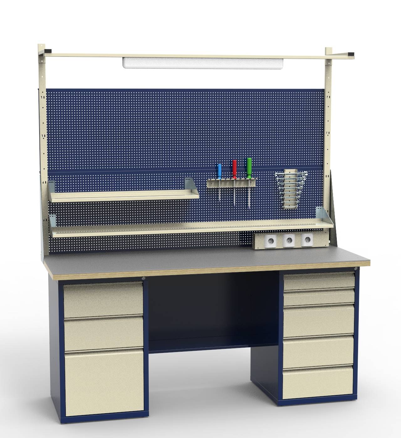 Верстак усиленный в комплекте с экраном, рамой освещения и навеской СВ-2Т.03.05.19.Ф4_сб4