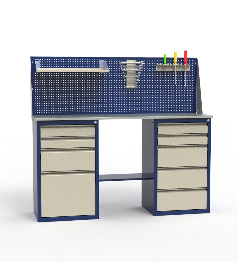 Верстак слесарный с тумбами для мастерской ЛВ-2Т.04.05_сб8