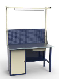 Верстак слесарный с оцинкованной столешницей, тумбой и рамой освещения СВ-1Т.01.00.14_сб4