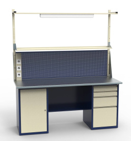 Двухтумбовый верстак в комплекте с экраном и рамой освещения СВ-2Т.01.04.19_сб3