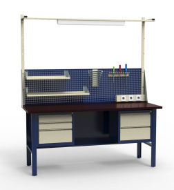 Стол с фанерной столешницей и подвесными тумбами