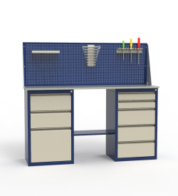 Верстак для гаража двухтумбовый с оцинкованной столешницей ЛВ-2Т.03.05_сб7