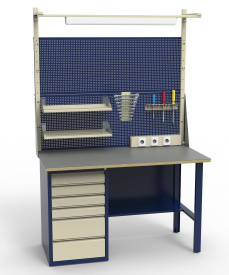 Верстак со столешницей 6 мм, экранами и рамой освещения в комплекте СВ-1Т.06.00.14.Ф6_сб.2