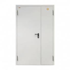 Дверь противопожарная 2080*1280 мм (Левая, Серый (RAL 7035), с наличником, с порогом)