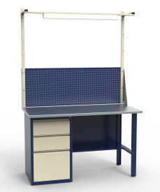 Верстак для слесарных работ СВ-1Т.03.00.14_сб1 в комплекте с перфорированным экраном и встроенным освещением