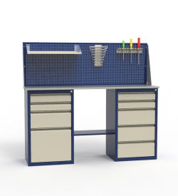 Верстак слесарный с тумбами для мастерской ЛВ-2Т.04.05_сб8